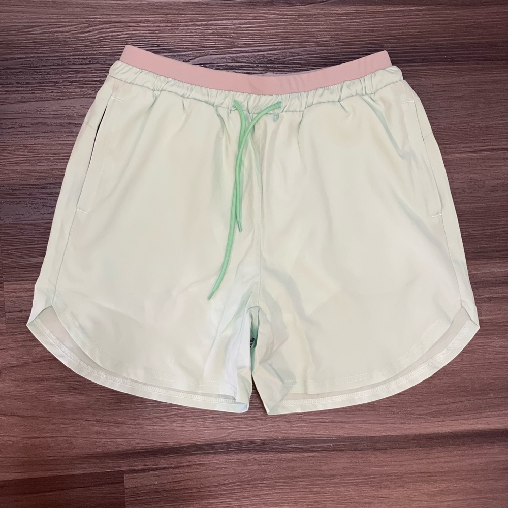 Light pastel green-super comfy high waisted workout shorts